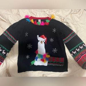 Ugly Christmas Sweater Size XL with festive llama